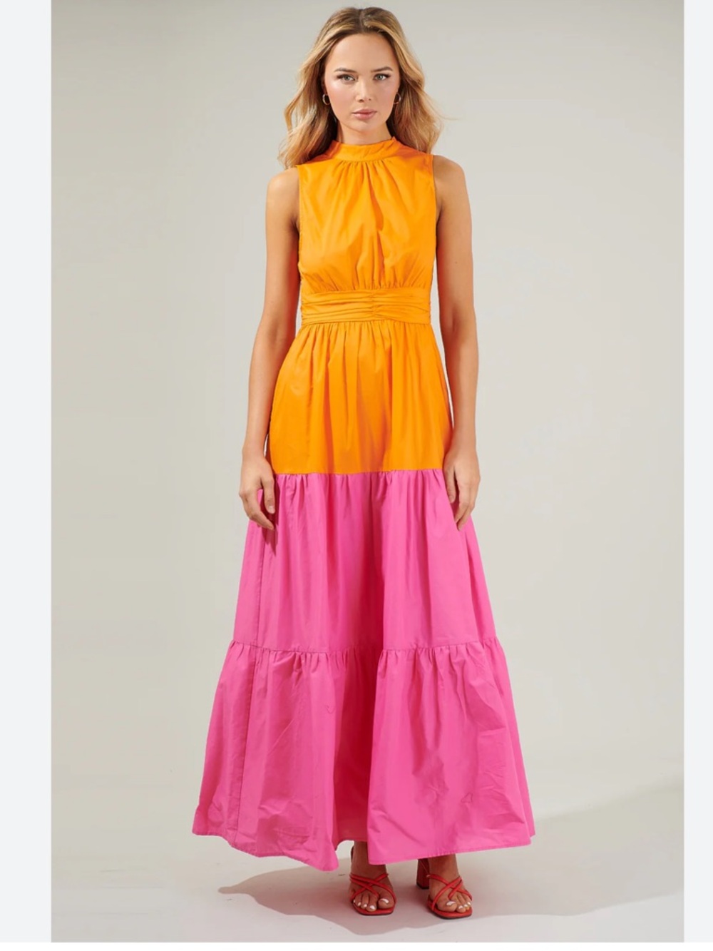 Riley Colorblock Halter Maxi Dress with Bow by Sugarlips medium NWT